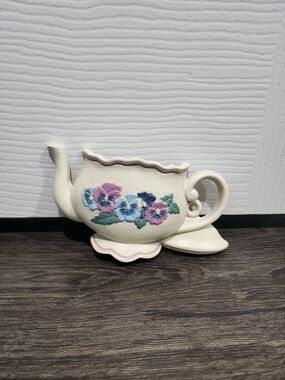 Vintage Burwood Floral Teapot Wall Pocket